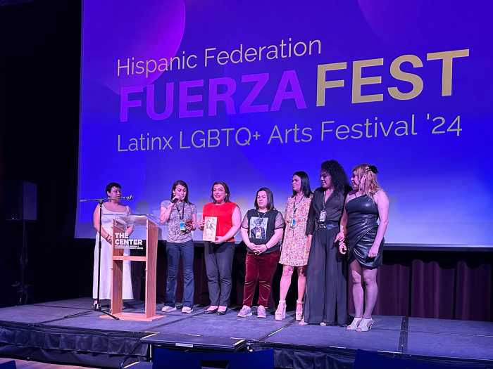 Colectivo Intercultural Transgrediendo, a Queens-based group committed to supporting the trans community, gets honored at Fuerza Fest in 2024.